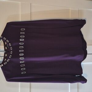 ANDREW GN  Purple Oval Cutout Blouse  Size 10/ 42 EUC